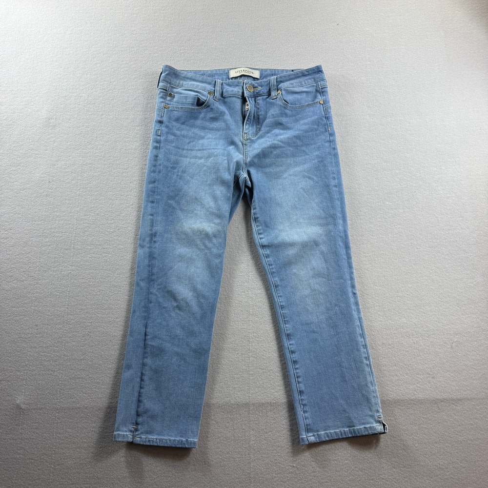 Liverpool Jeans Company Hugger Capri Women 6 Blue Mid Rise Stretch Denim